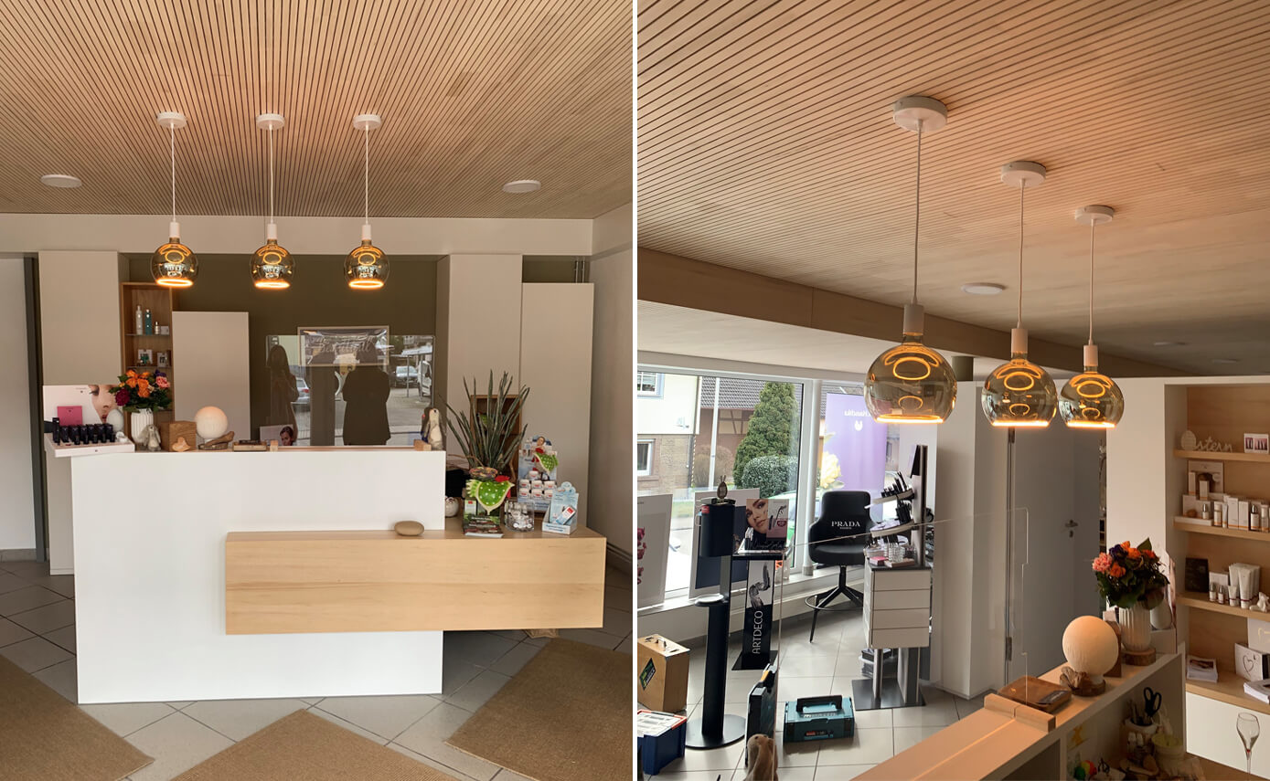 Referenzbild vom Kosmetikstudio Beauty Pur in Sulz-Bergfelden, Theke mit Floating Leuchtmitteln