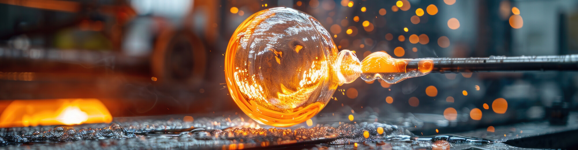 SEGULA handmade - Titelbild mit glühend heißem Glasrohling während dem Glasblasen