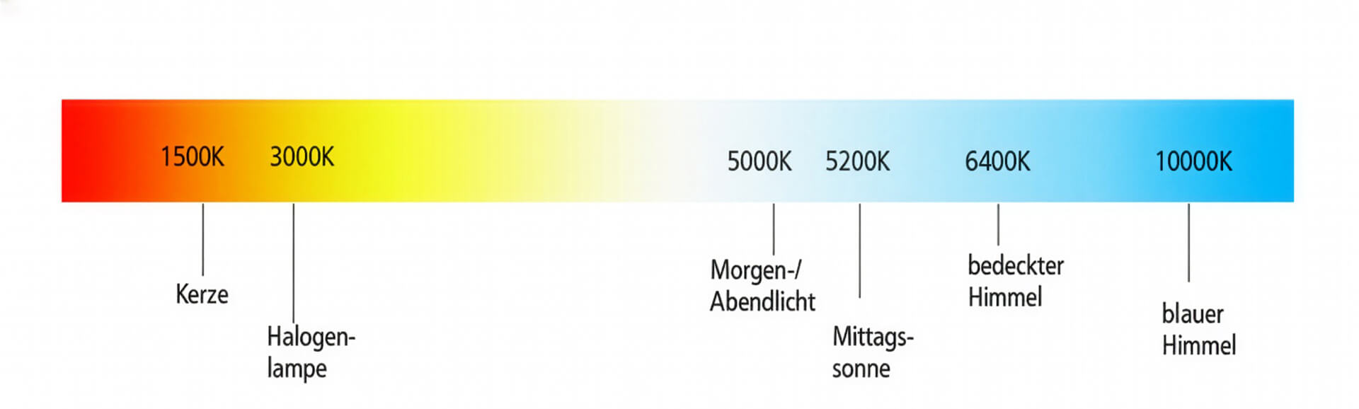 Wissensdatenbank | Kelvin | die Farbtemperatur | Schaubild von warmem zum kalten Licht