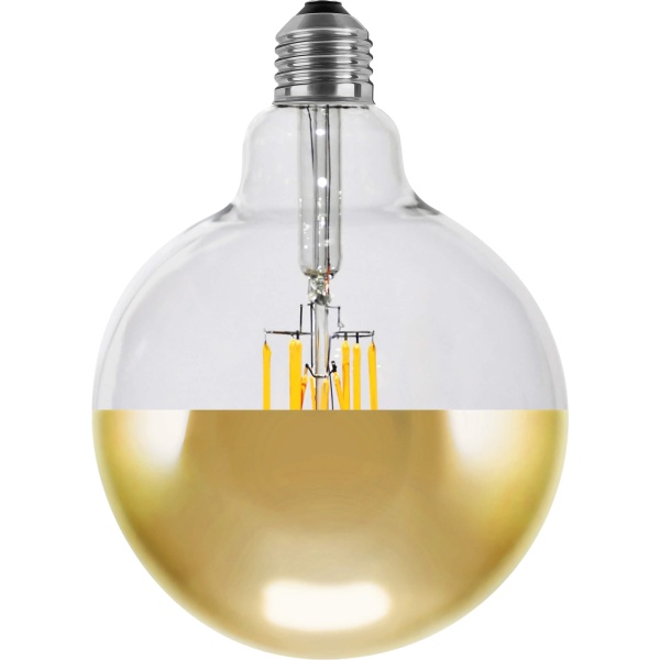 LED Globe 125 Spiegelkopf golden E27, 55491