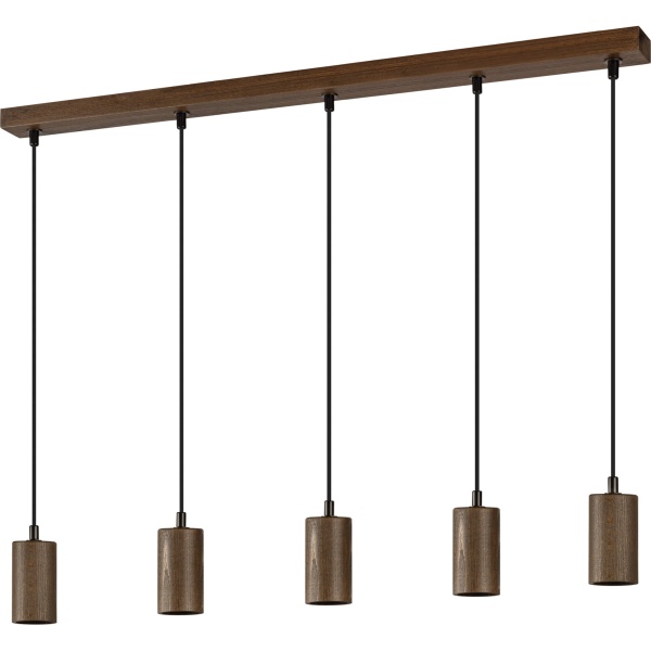 Pendelleuchte FLOW beech wood and walnut finish, 5x E27 | 80325