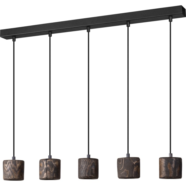 Pendelleuchte PINO 5x pine wood and walnut finish E27, 80345