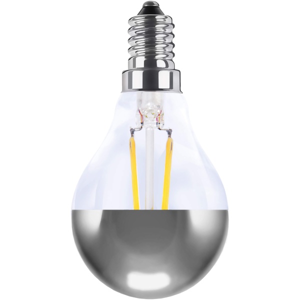 LED Tropfenlampe Spiegelkopf silber E14, 55370