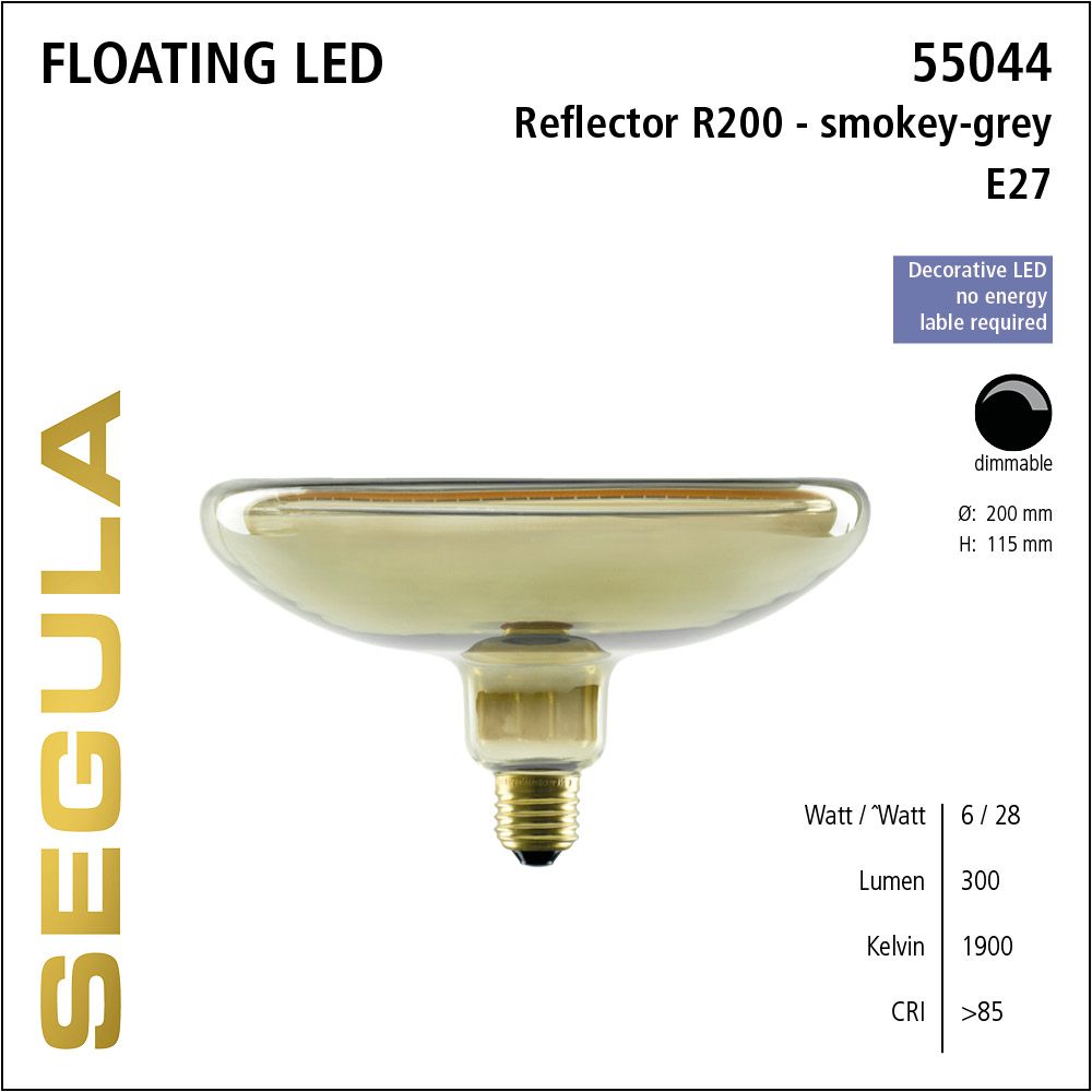 Design LED Leuchtmittel, Floating, Reflektor, smokey grau, Rauchglas, warmweiß, dimmbar