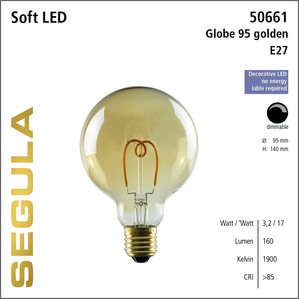 LED Leuchtmittel, Soft Globe, E27, dimmbare LED, Retrofit Lampe, warmweiß, golden