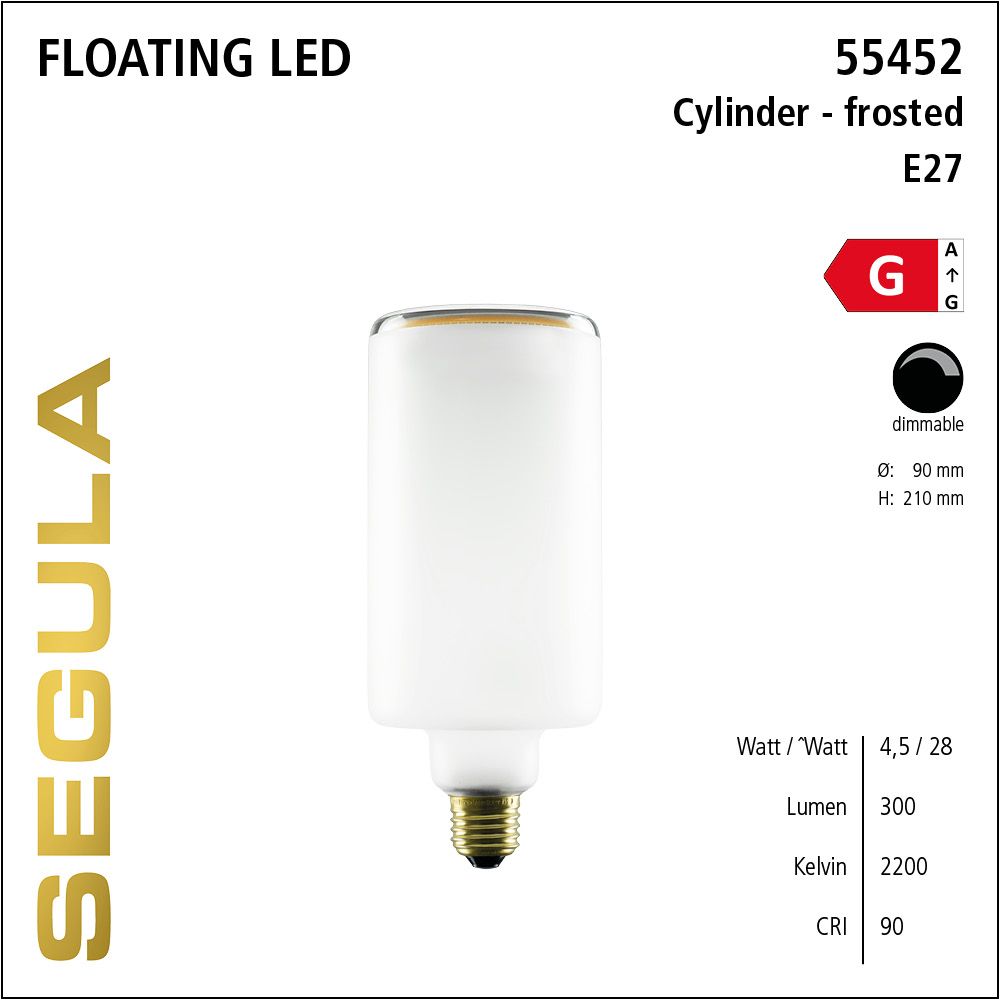 Design LED Leuchtmittel, Floating, Cylinder, matt, warmweiß