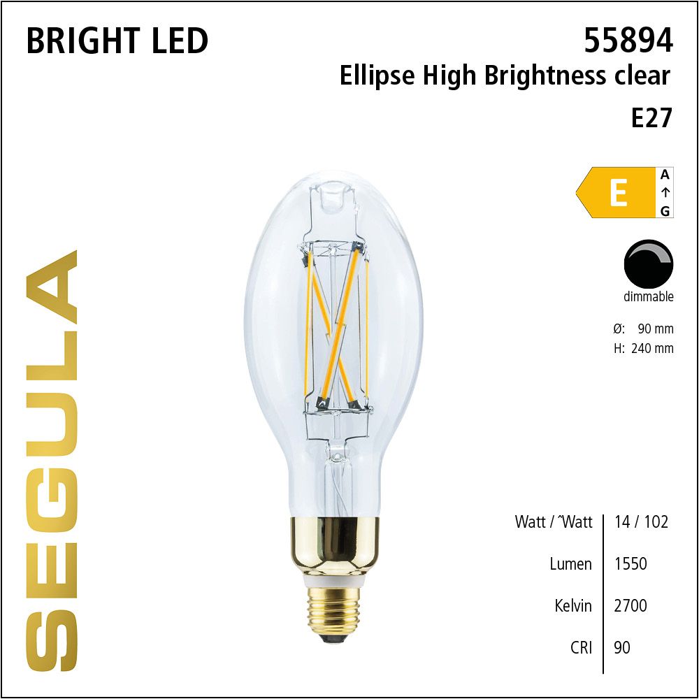 LED Leuchtmittel, Ellipse, E27, dimmbare LED, Bright Line Lampe, warmweiß, High Brightness clear