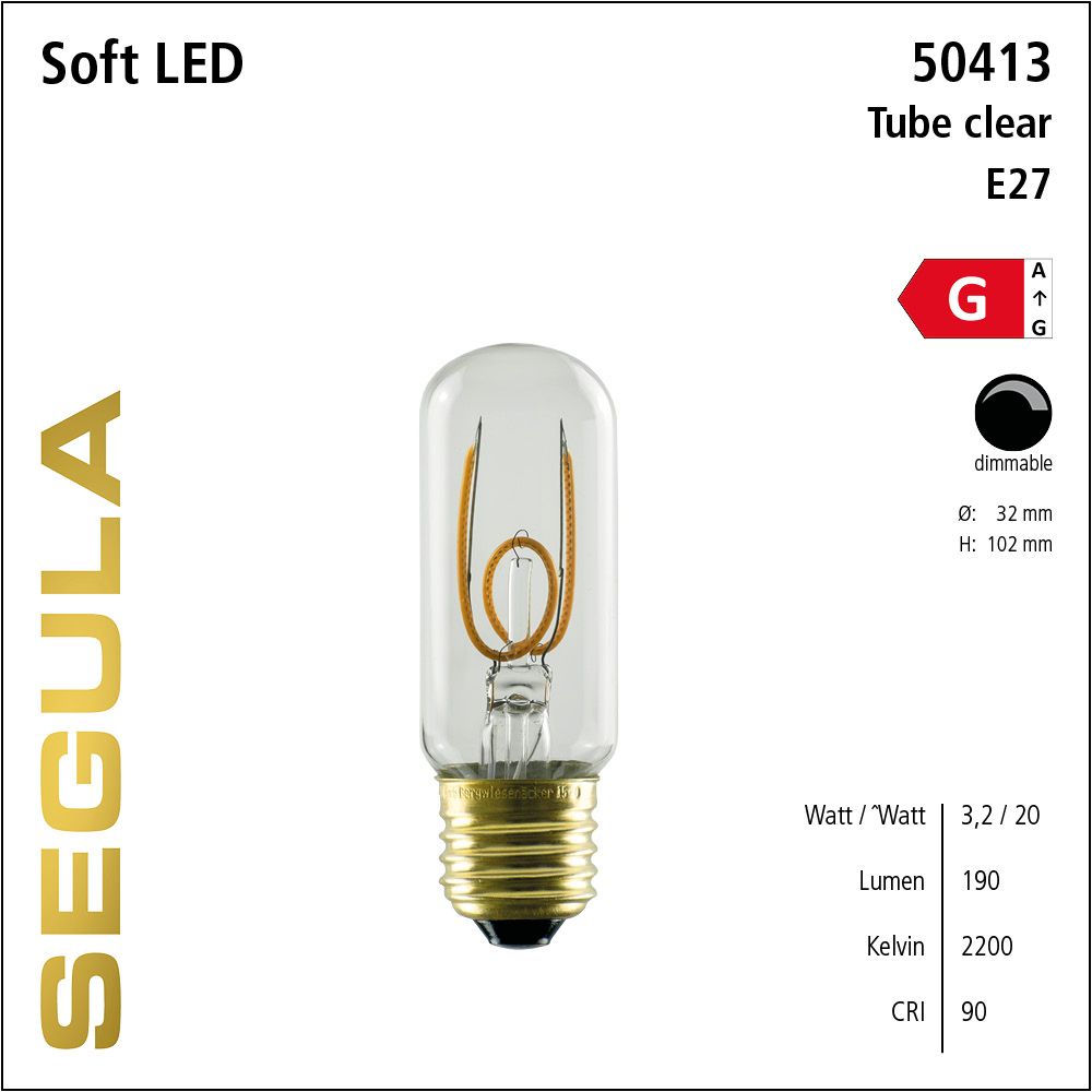 LED Leuchtmittel, Tube, Soft Filament, E27, dimmbare LED, Retrofit Lampe, warmweiß, klar