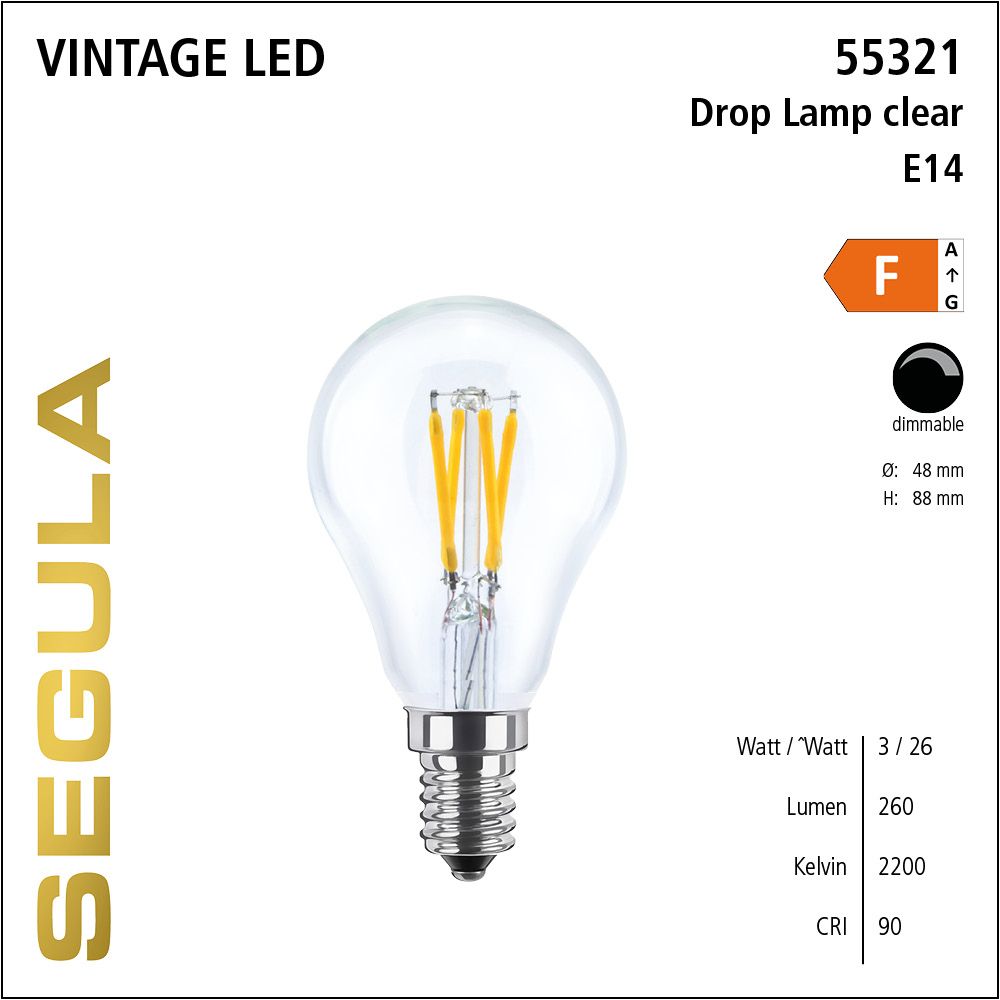 LED Leuchtmittel, Drop Lamp, E14, dimmbare LED, Retrofit Lampe, warmweiß, clear