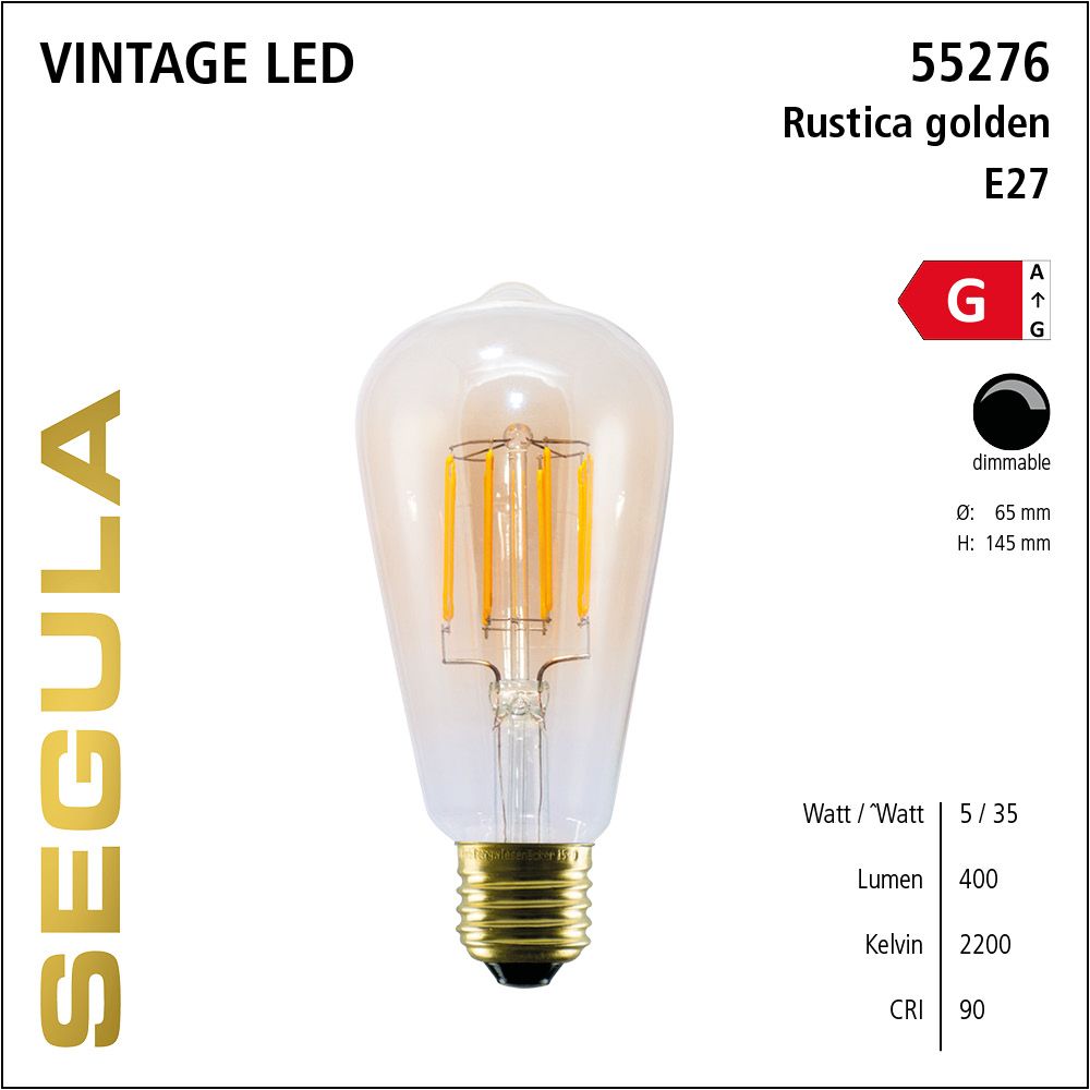 LED Leuchtmittel, Rustica, E27, dimmbare LED, Retrofit Lampe, warmweiß, golden