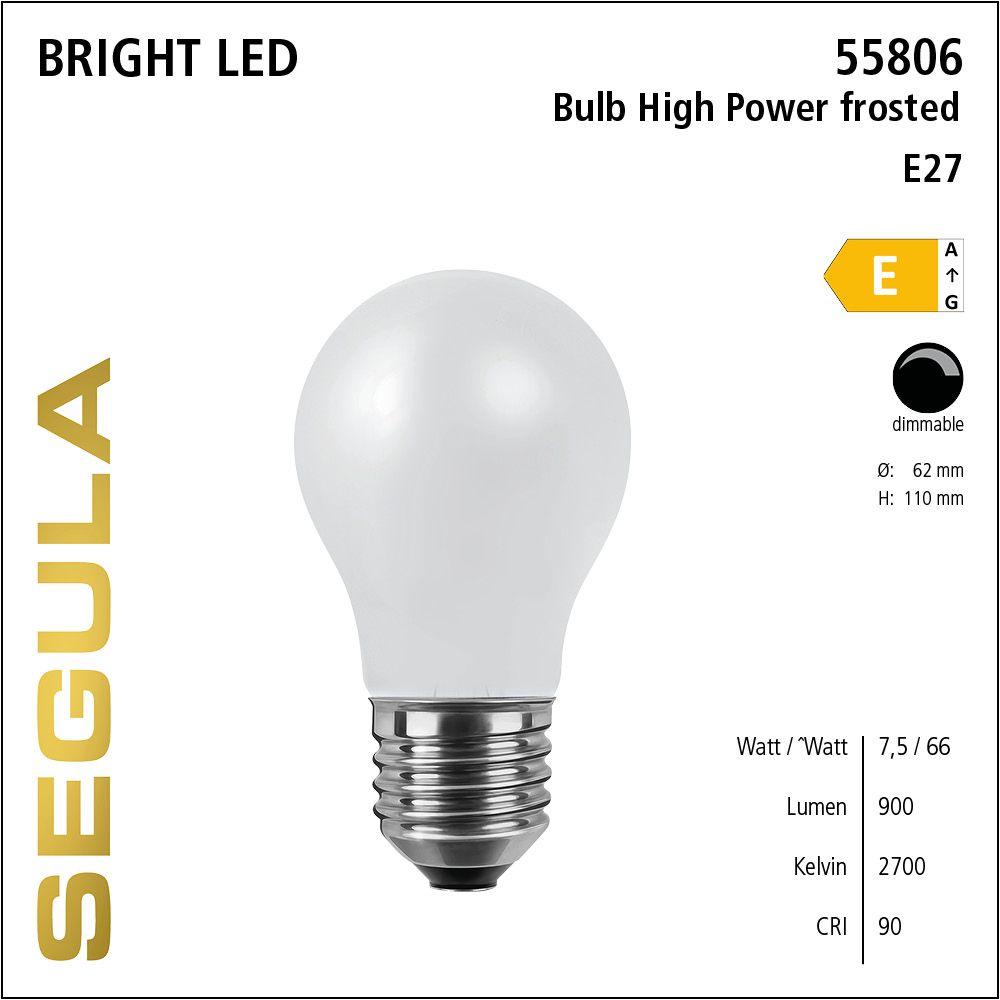 LED Leuchtmittel, Bulb, E27, dimmbare LED, Bright Line Lampe, warmweiß, High Power frosted