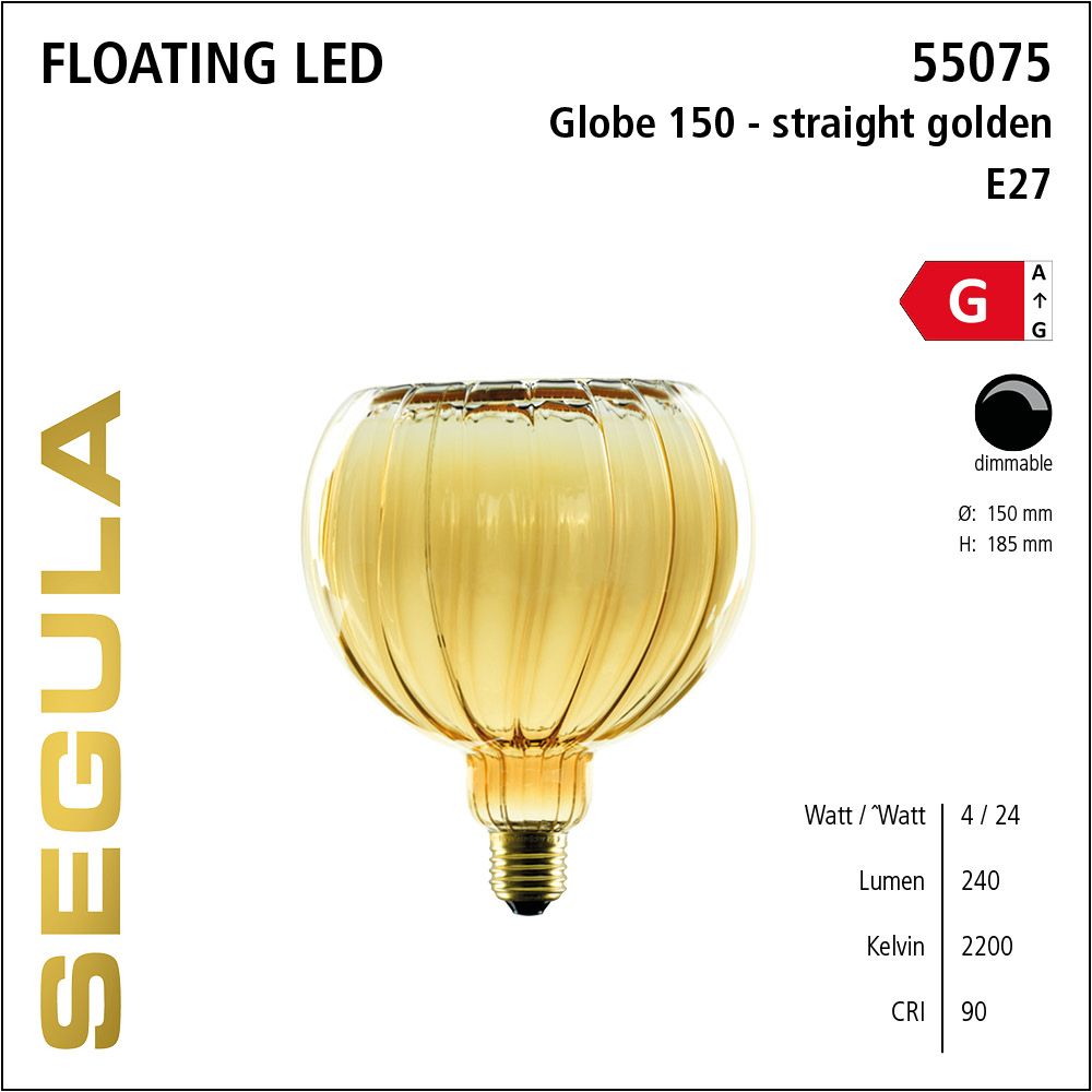 Design LED Leuchtmittel, Floating, Globe, golden, struktur, straight, warmweiß, dimmbar