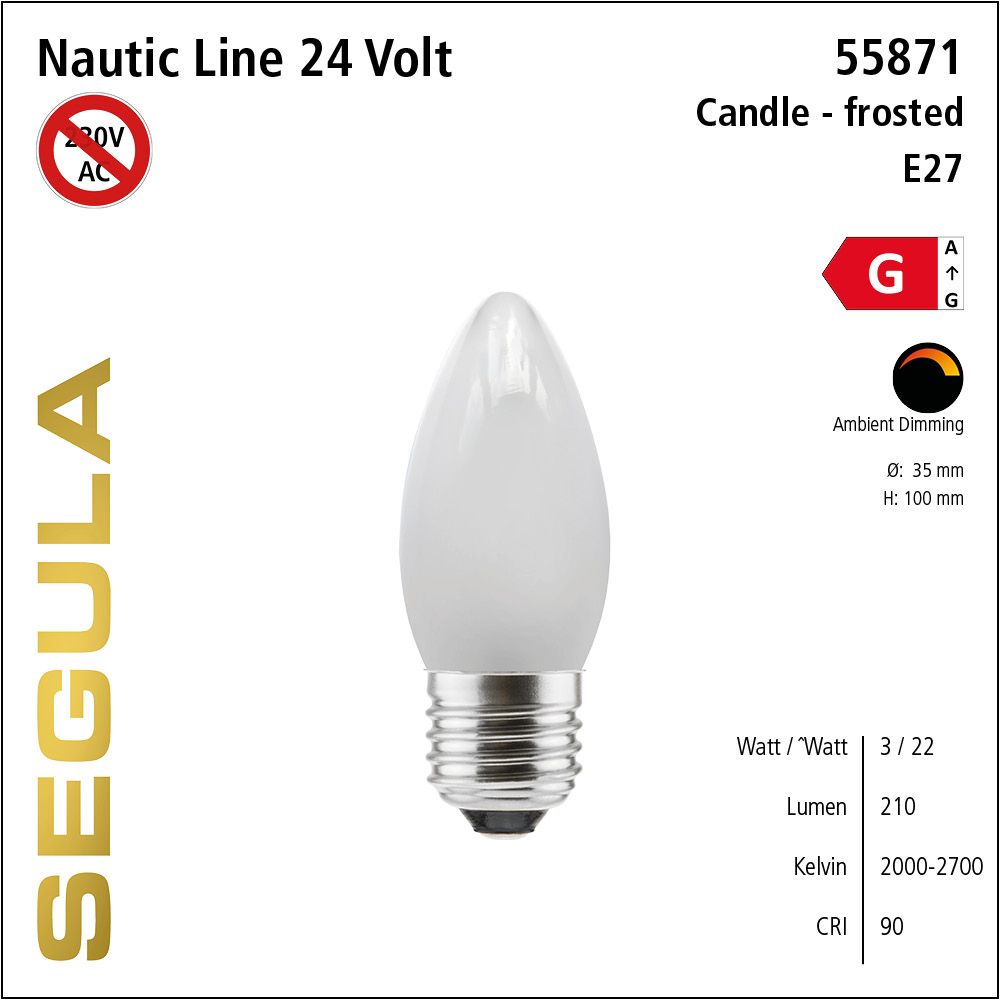 Led Leuchtmittel, 24 Volt, Kerze, dimmbar, Ambient Dimming, retrofit, warmweiß, E27