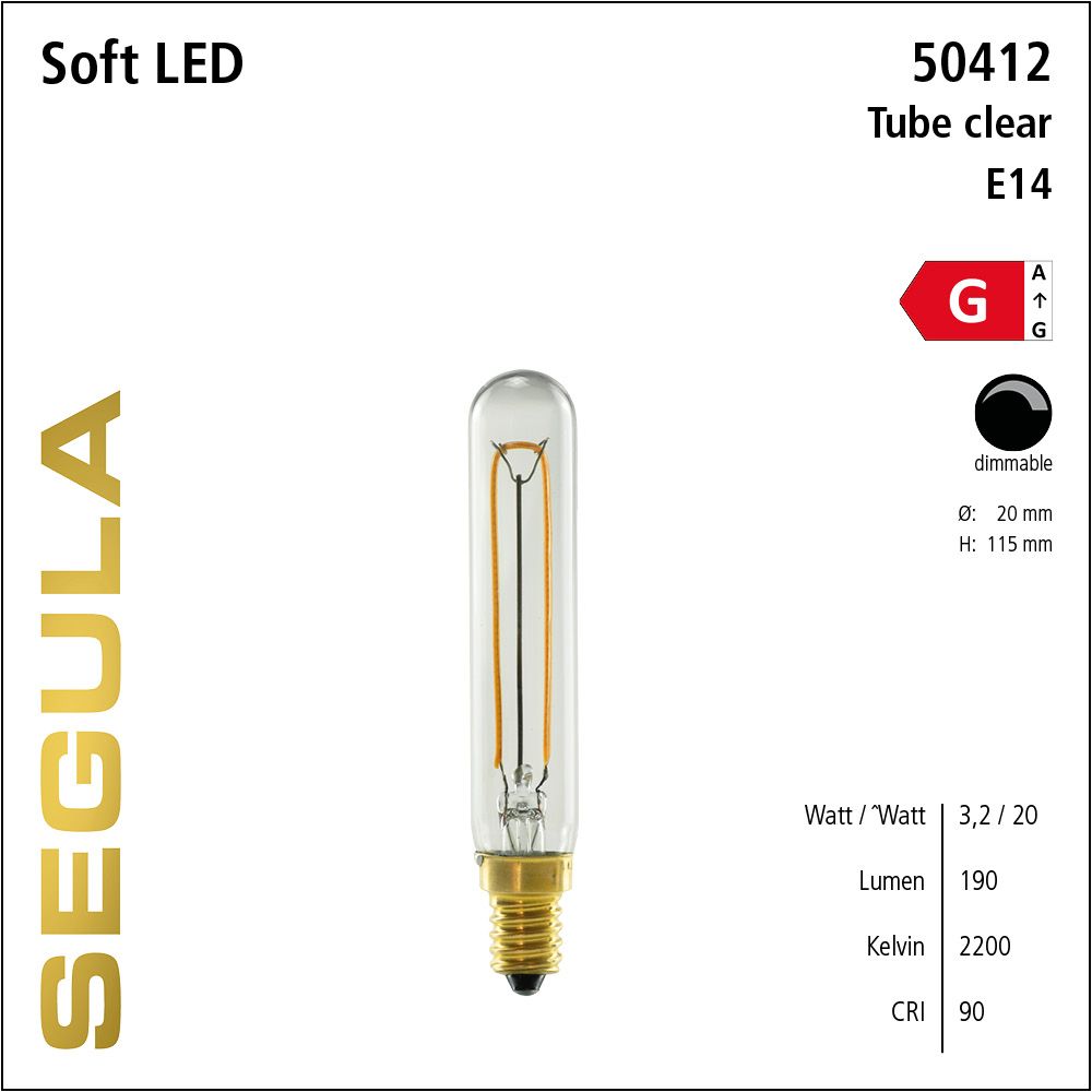 LED Leuchtmittel, Mini Tube, Soft Filament, E14, dimmbare LED, Retrofit Lampe, warmweiß, klar