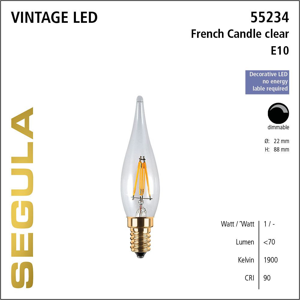 LED Leuchtmittel, French Candle, E10, dimmbare LED, Retrofit Lampe, warmweiß, clear