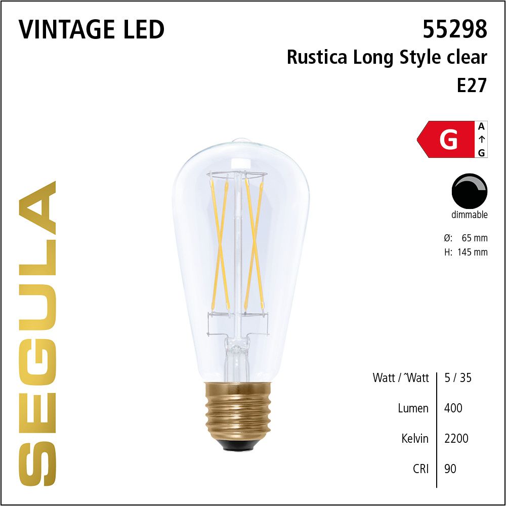LED Leuchtmittel, Rustica, E27, dimmbare LED, Retrofit Lampe, warmweiß, Long Style clear