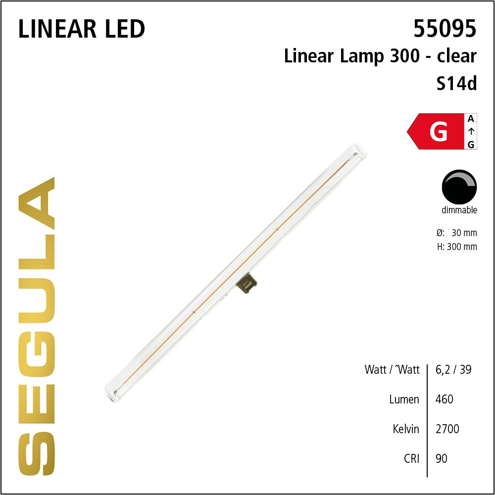 LED Linienlampe, 300mm Röhrenlampe, S14d, warmweiß, dimmbar