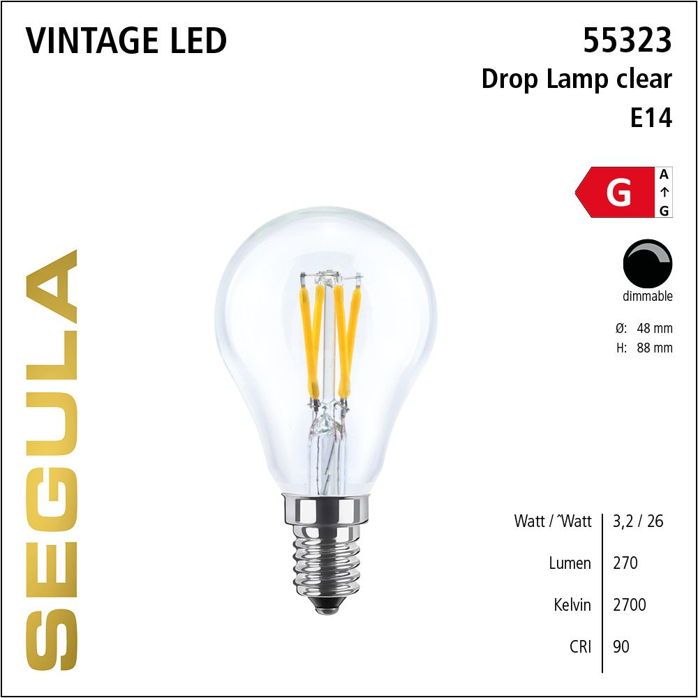 LED Leuchtmittel, Drop Lamp, E14, dimmbare LED, Retrofit Lampe, warmweiß, clear