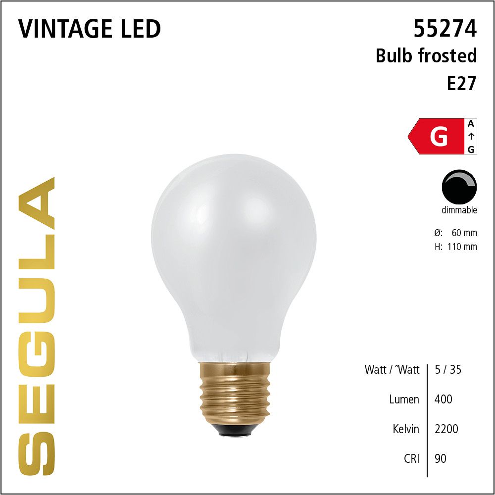 LED Leuchtmittel, Bulb, E27, dimmbare LED, Retrofit Lampe, warmweiß, frosted