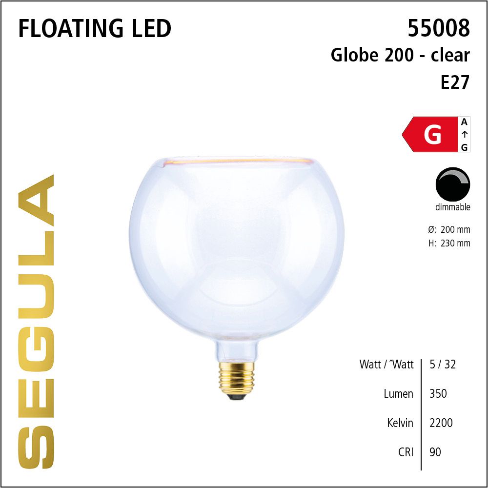 Design LED Leuchtmittel, Floating, Globe, klar, warmweiß, dimmbar