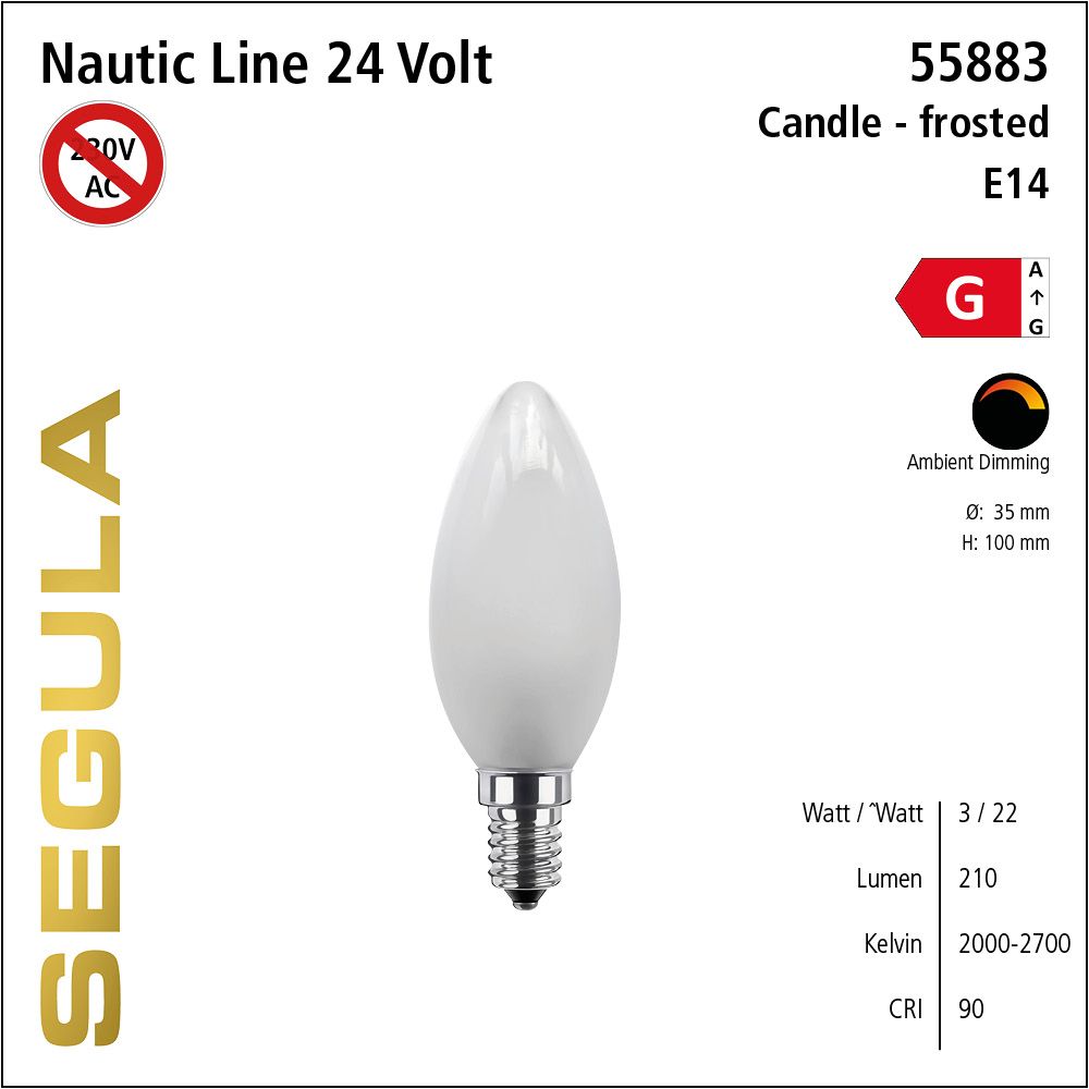Led Leuchtmittel, 24 Volt, Kerze, dimmbar, Ambient Dimming, retrofit, warmweiß