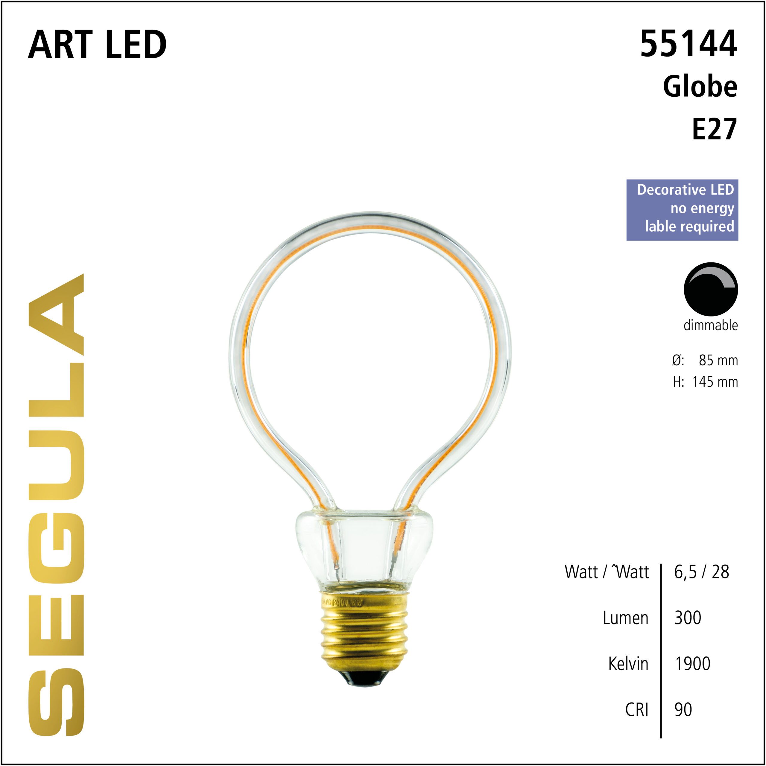 Design LED Leuchtmittel, E27, Polycarbonat, bruchsichere LED Lampe, klar, warmweiß, dimmbare LED