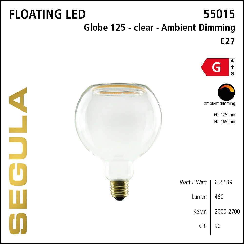 Design LED Leuchtmittel, Floating, Globe, klar, warmweiß, Ambient Dimming