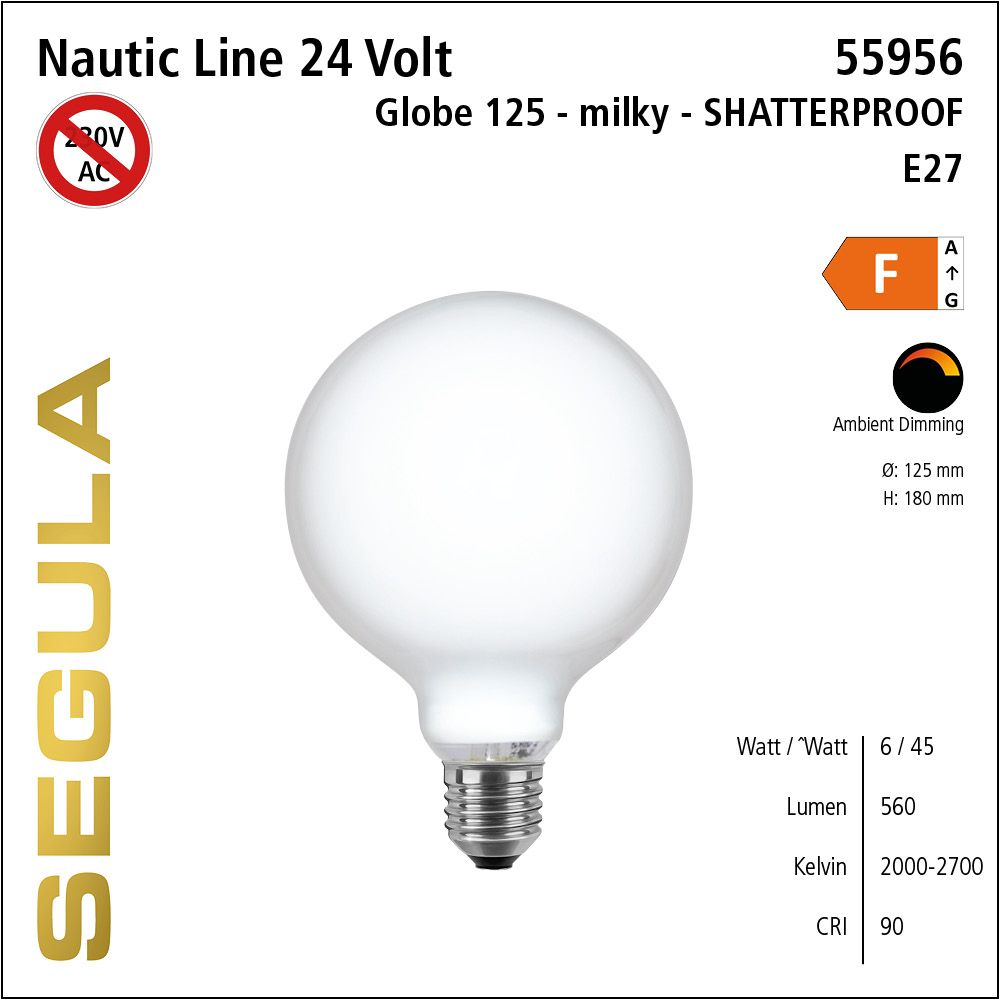 LED Leuchmittel, 24Volt, Ambient Dimming, Globe, dimmbar, Retrofit, Filament, warmweiss, scherbensicher