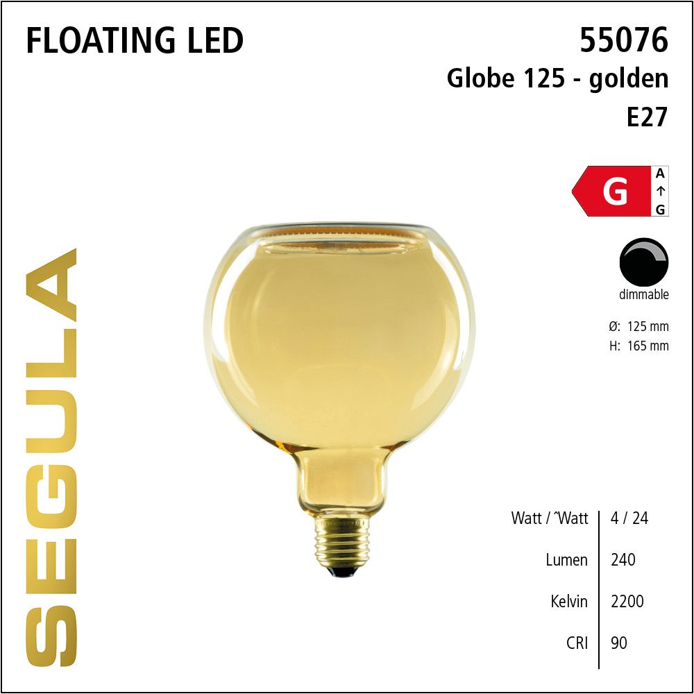 Design LED Leuchtmittel, Floating, Globe, golden, warmweiß, dimmbar