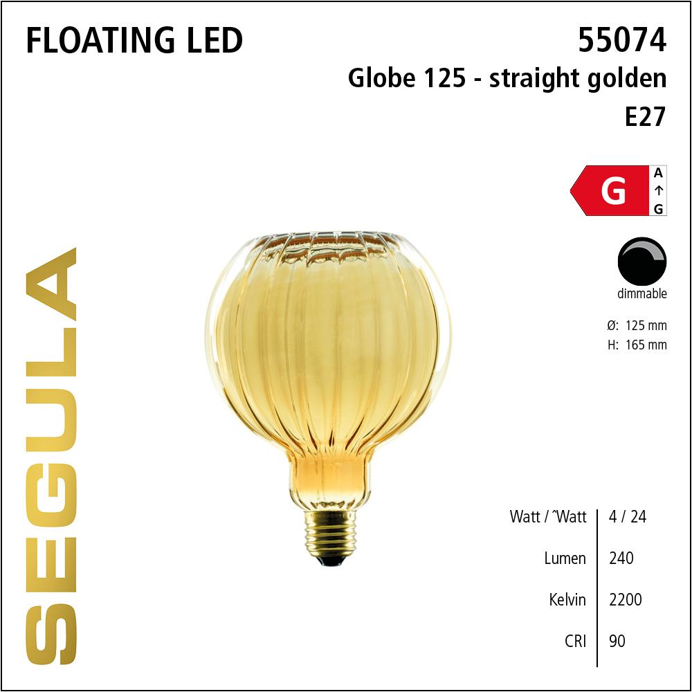 Design LED Leuchtmittel, Floating, Globe, golden, struktur, straight, warmweiß, dimmbar