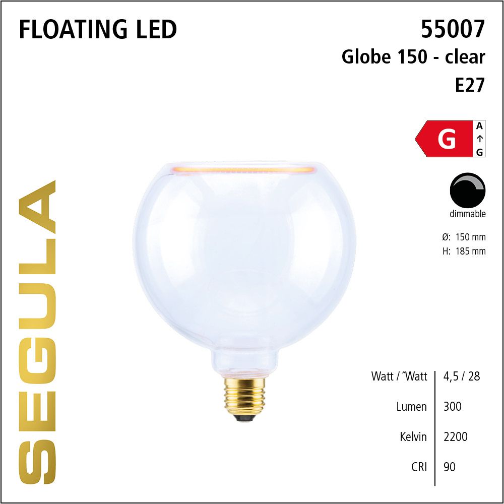Design LED Leuchtmittel, Floating, Globe, klar, warmweiß, dimmbar