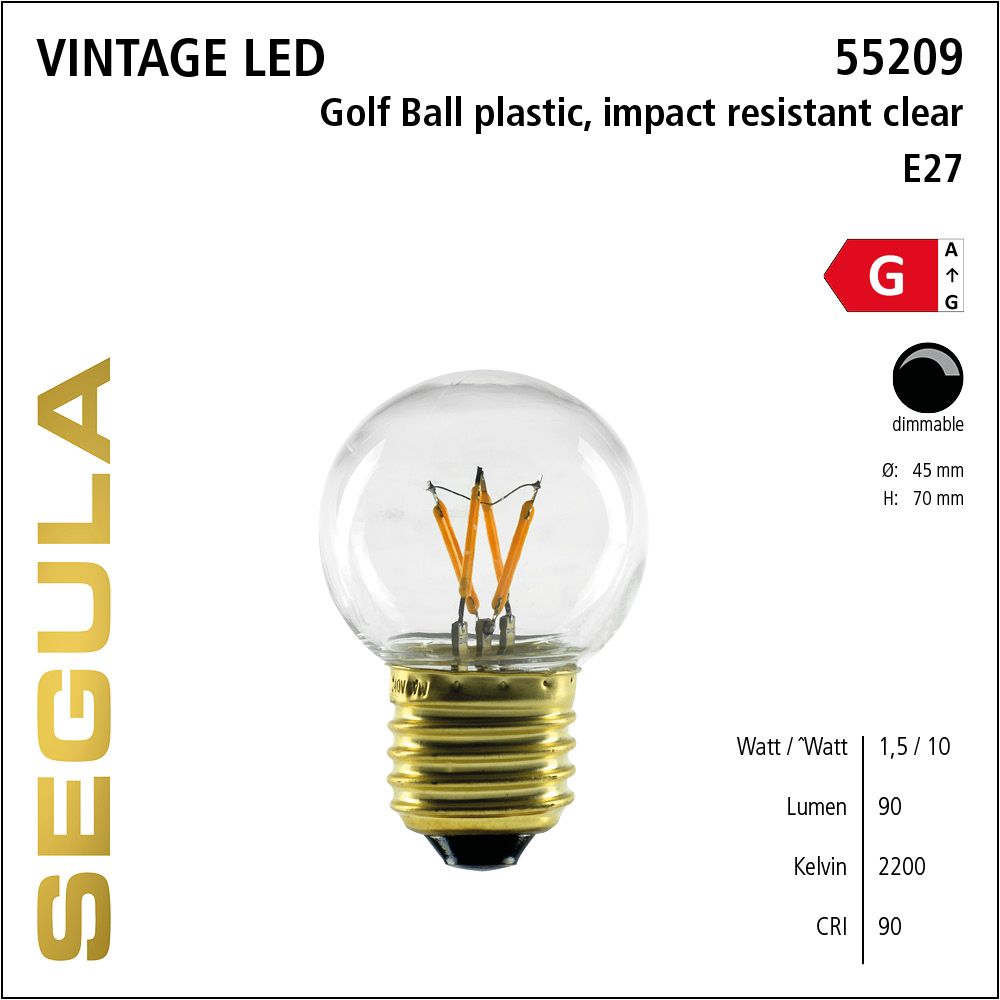 LED Leuchtmittel, Golf Ball, impact resistant, E27, dimmbare LED, Retrofit Lampe, warmweiß, synthetic clear