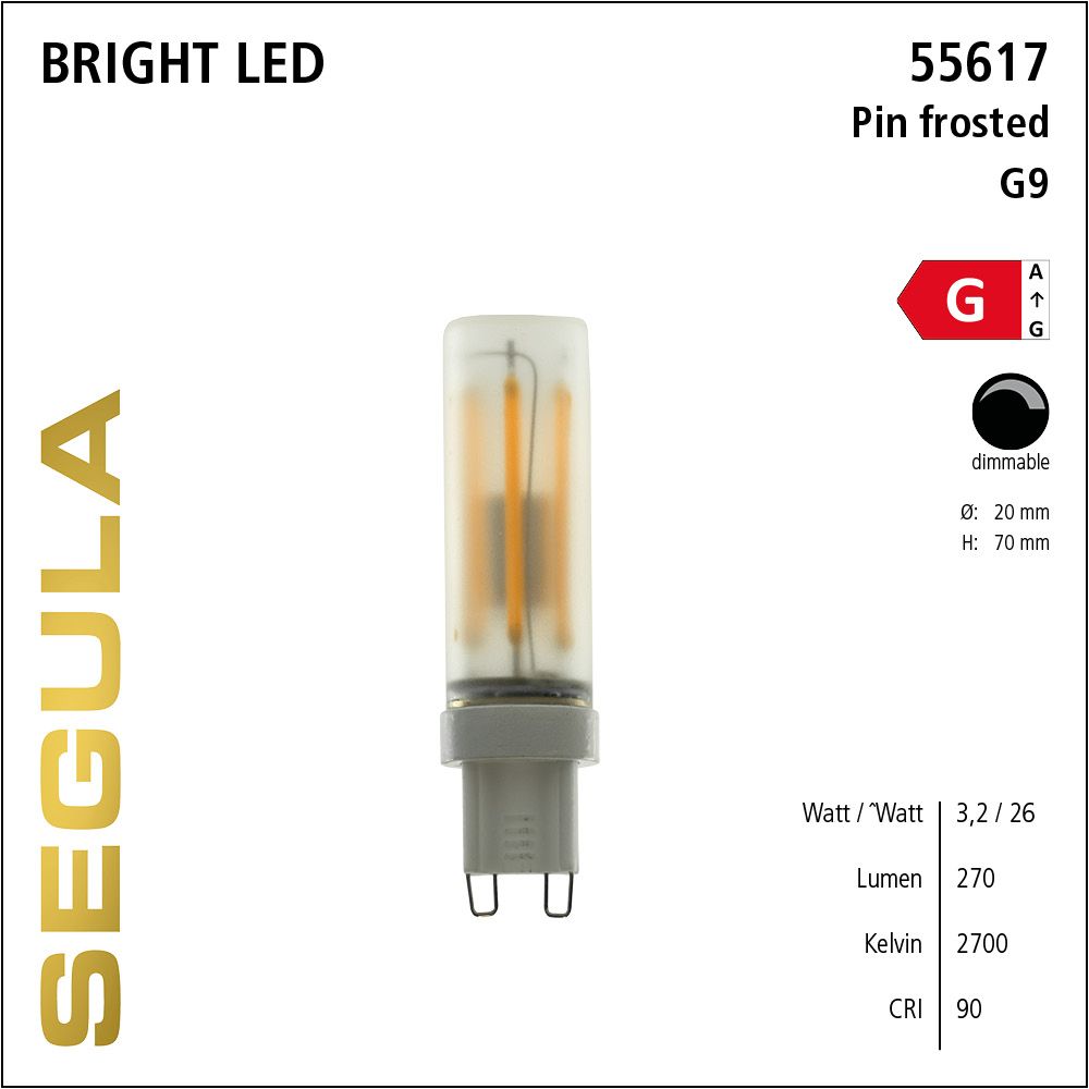 LED Leuchtmittel, G9 Pin, dimmbare LED, Bright Line Lampe, warmweiß, frosted