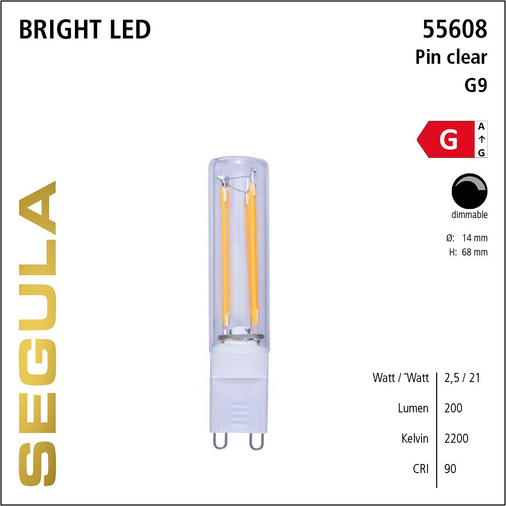 LED Leuchtmittel, G9 Pin, dimmbare LED, Bright Line Lampe, warmweiß, clear