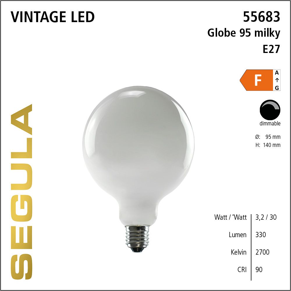 LED Leuchtmittel, Globe 95, E27, dimmbare LED, Retrofit Lampe, warmweiß, milky
