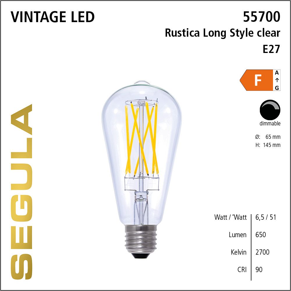 LED Leuchtmittel, Rustica, E27, dimmbare LED, Retrofit Lampe, warmweiß, Long Style clear