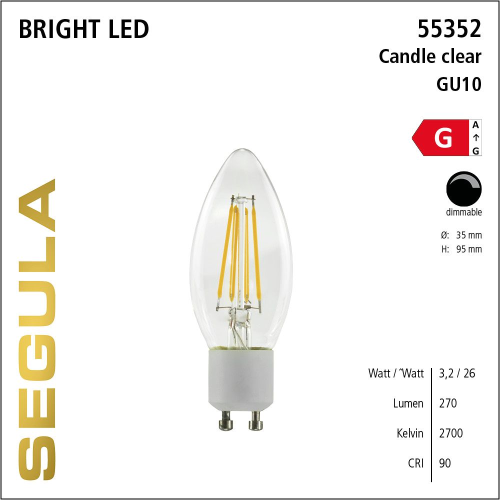 LED Leuchtmittel, Candle, GU10, dimbare LED, Bright Line Lampe, warmweiß, clear