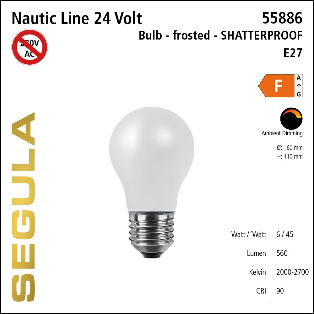 LED Leuchmittel, 24Volt, Ambient Dimming, Glühlampe, dimmbar, Retrofit, Filament, warmweiss, scherbensicher