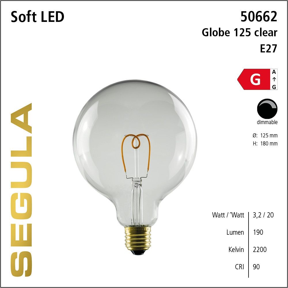 LED Leuchtmittel, Soft Globe 125, E27, dimmbare LED, Retrofit Lampe, warmweiß, clear