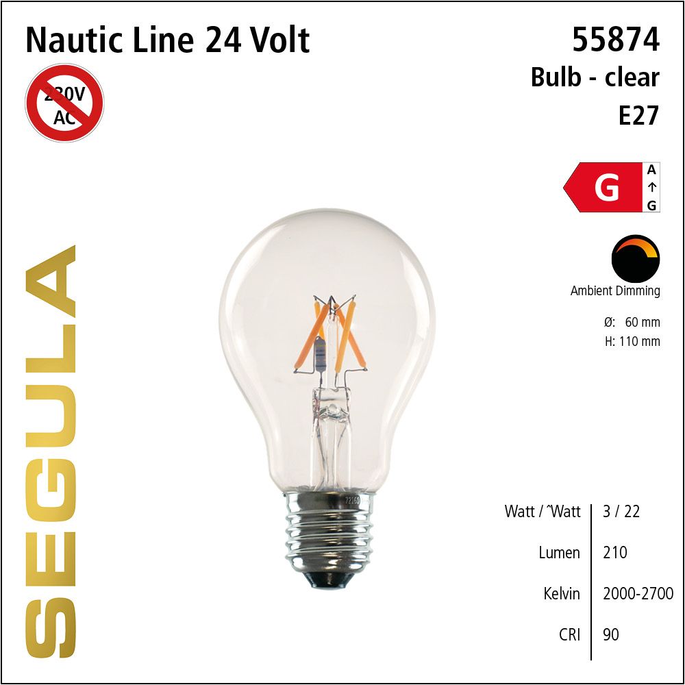 Led Leuchtmittel, 24 Volt, Glühlampe, dimmbar, Ambient Dimming, retrofit, warmweiß, E27