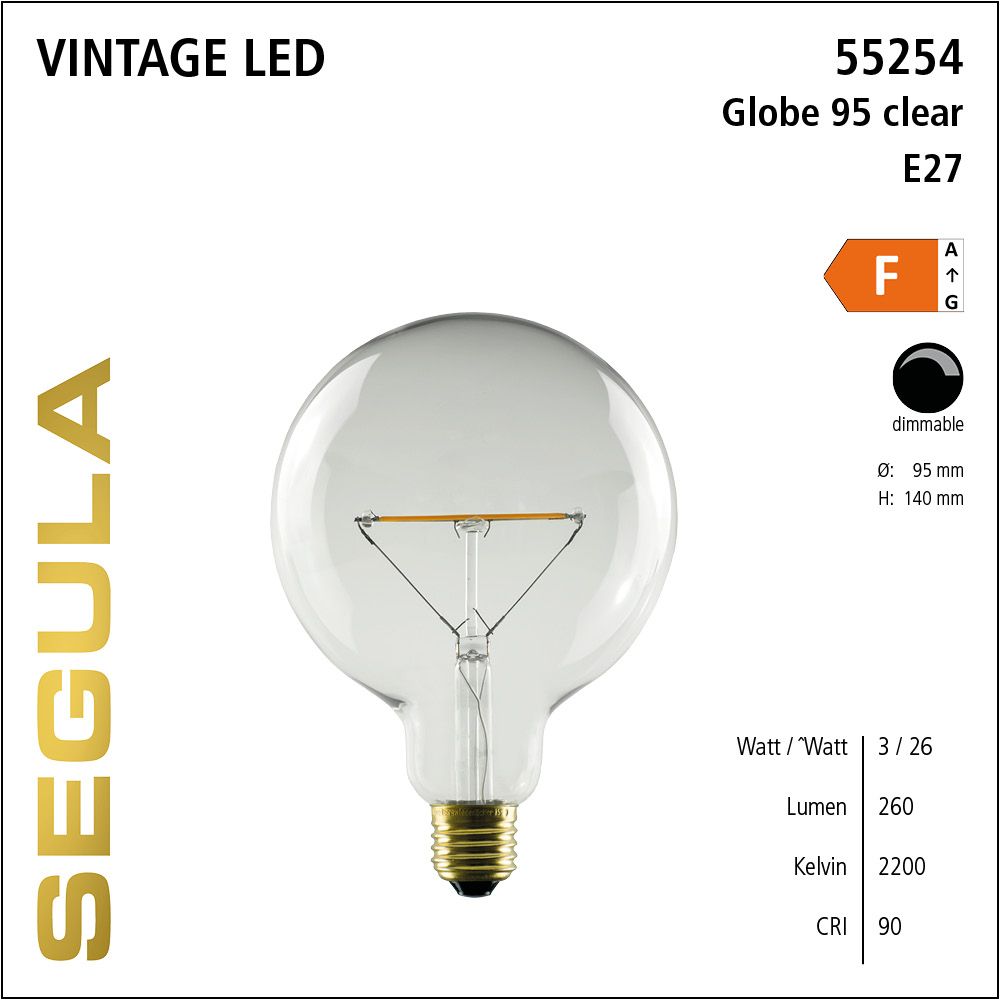 LED Leuchtmittel, Globe 95 Balance, E27, dimmbare LED, Retrofit Lampe, warmweiß, clear