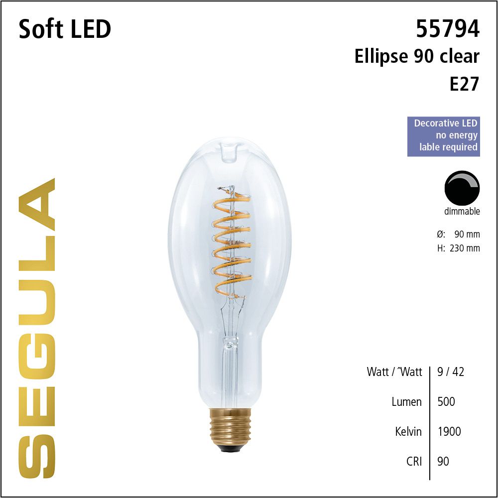 LED Leuchtmittel, Ellipse, Soft Filament, E27, dimmbare LED, Retrofit Lampe, warmweiß, klar