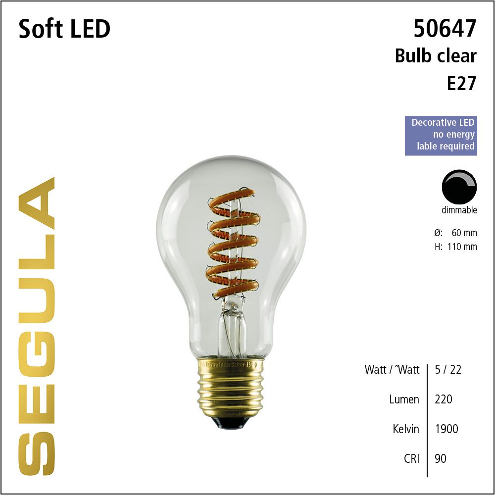 LED Leuchtmittel, Glühlampe, Soft Filament, E27, dimmbare LED, Retrofit Lampe, warmweiß, Klarglas