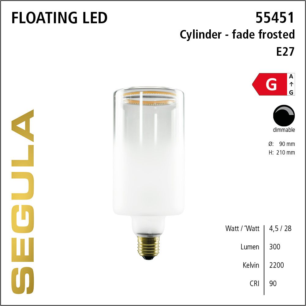 Design LED Leuchtmittel, Floating, Cylinder, semi frosted, warmweiß
