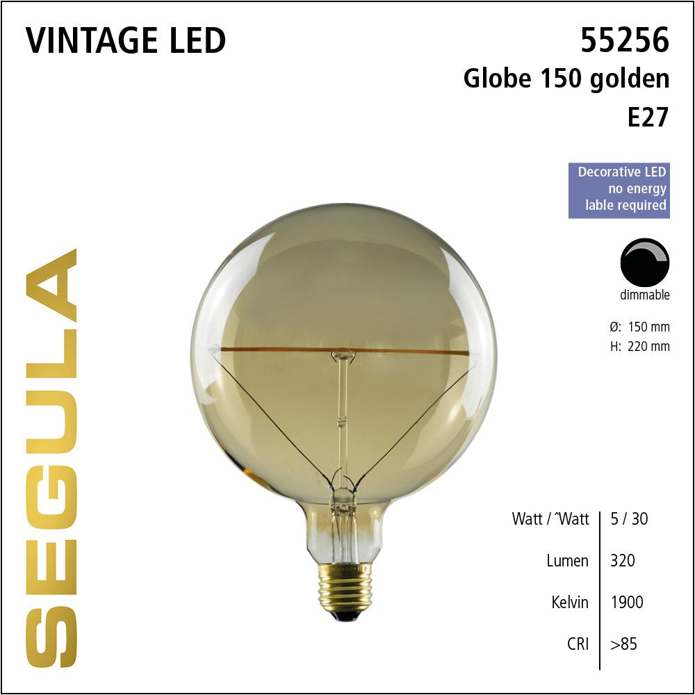LED Leuchtmittel, Globe 150 Balance, E27, dimmbare LED, Retrofit Lampe, warmweiß, golden