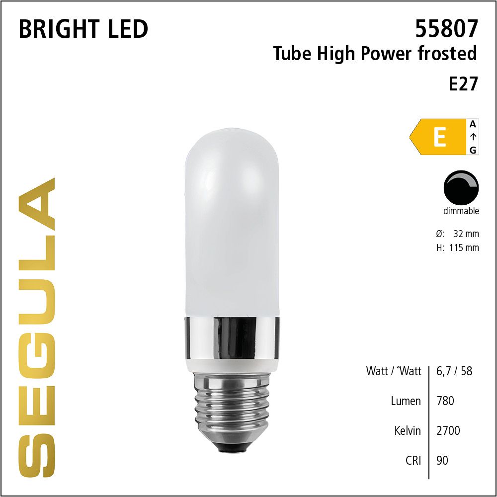 LED Leuchtmittel, Tube, E27, dimmbare LED, Bright Line Lampe, warmweiß, High Power frosted