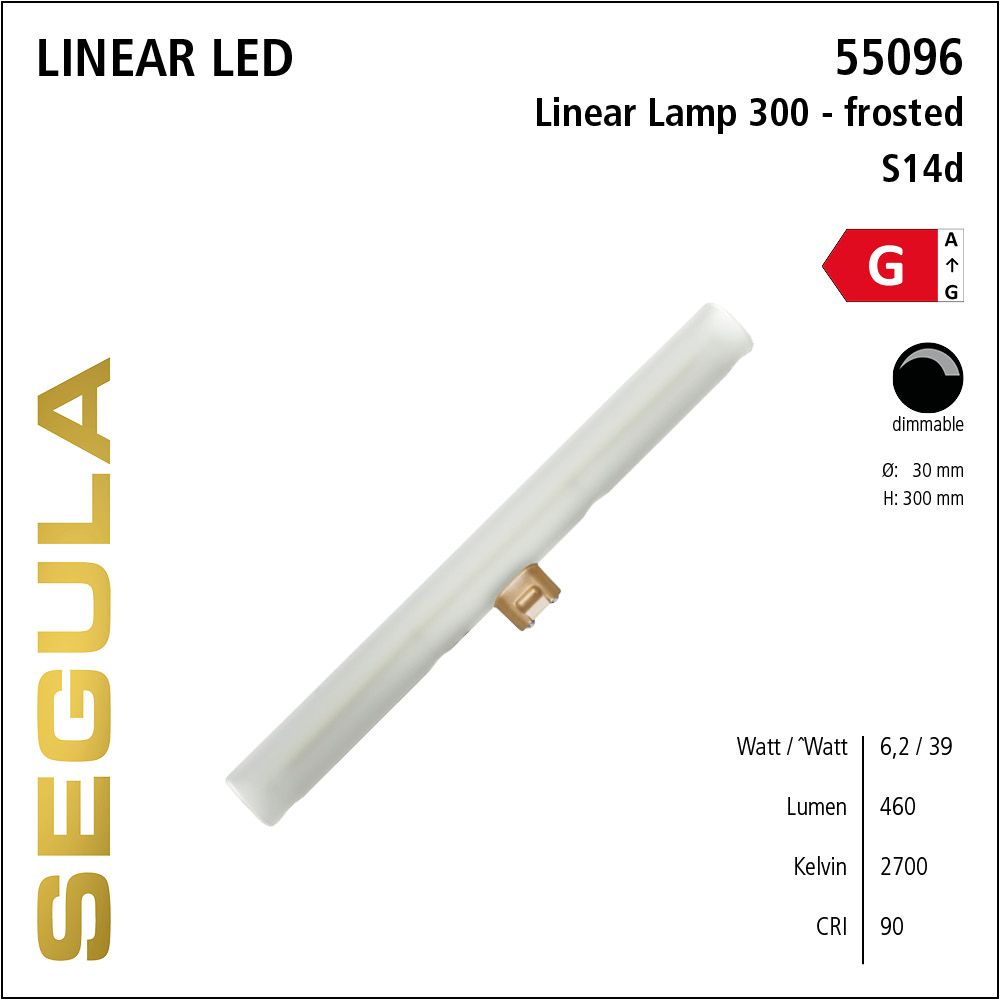 LED Linienlampe, 300mm Röhrenlampe, S14d, warmweiß, dimmbar, matt