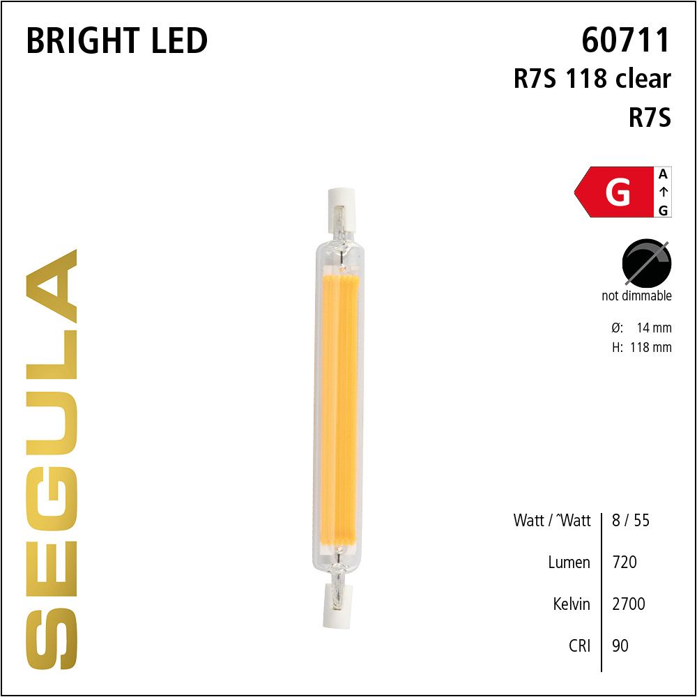 LED Leuchtmittel, R7S 118, Bright Line Lampe, warmweiß, clear