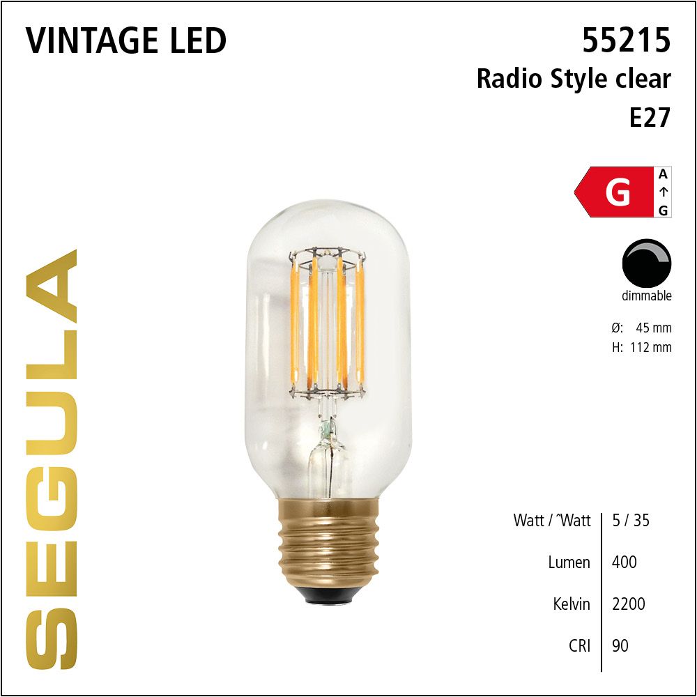 LED Leuchtmittel, Radio Style, E27, dimmbare LED, Retrofit Lampe, warmweiß, clear