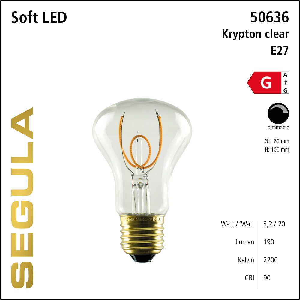LED Leuchtmittel, Krypton, Soft Filament, E27, dimmbare LED, Retrofit Lampe, warmweiß, Klarglas